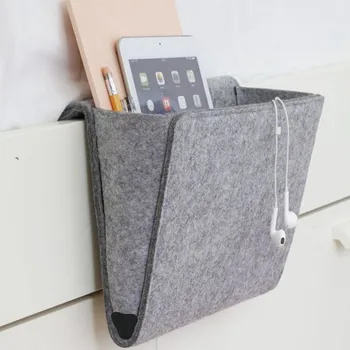 

Multifunctional felt bedside sofa rack storage storage box magazine smart phone remote control storage bag pocket
