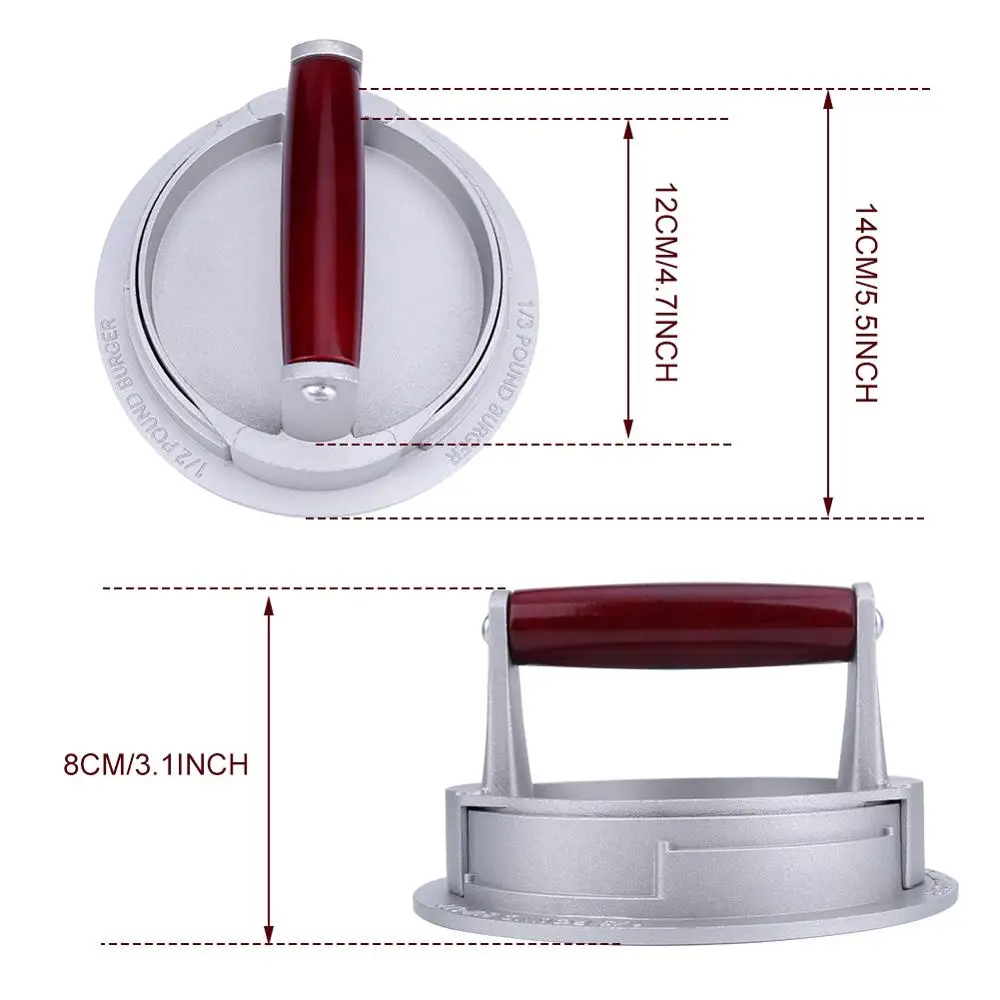 Rotate Hamburger Press Non-stick Coating Round Shape Aluminium Hamburger Press Burger Hamburger Patty 14CM Diameter Press Maker