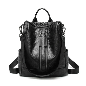 

Backpacks Women New All-match Multi-function Soft Leather Backpack Leisure Travel Bag High Capacity Ladies Shoulder Bag
