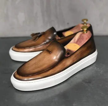 

Men Leather Shoes Casual Shoes Dress Shoes Brogue Shoes Spring Vintage Classic Male Casual summer slippers men F521