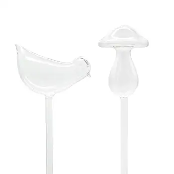 

Plant Watering Bulbs, Bird/Mushroom Design Hand-blown Glass Self Watering (Transparent)