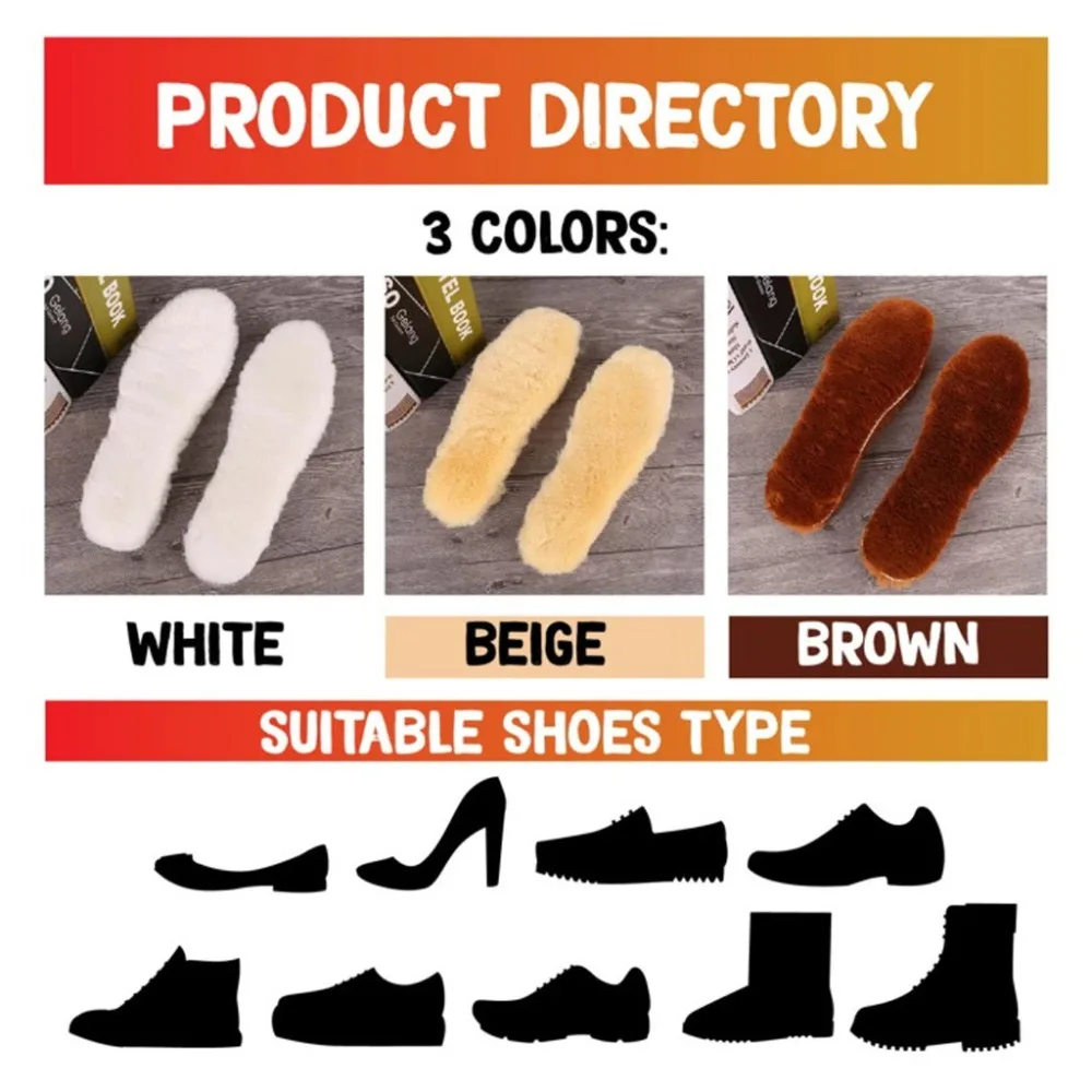 insoles for shoes Dishevelled Wool Warm Insole Cotton Snow Boots Sweat-Absorbent Warm wkladki do butow (8)
