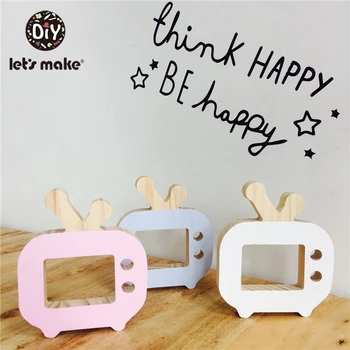 

2PC Nordic Style Baby Kids Room Decoration Wooden Mini TV Ornament Children Room Decor Painting Wood TV Accessories 11cm*13cm