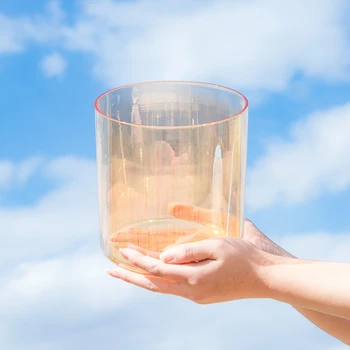 

6Inch Cosmic Orange Clear Crystal Singing Bowl + Suede Mallet
