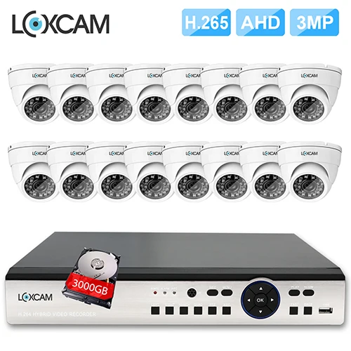 LOXCAM h.265+ 16CH 4MP AHD DVR 3g Wifi система видеонаблюдения 16 шт. супер 3MP 2048x1536p наружная камера системы безопасности комплект видеонаблюдения 2T - Цвет: 16CH DVR x 16 Camera