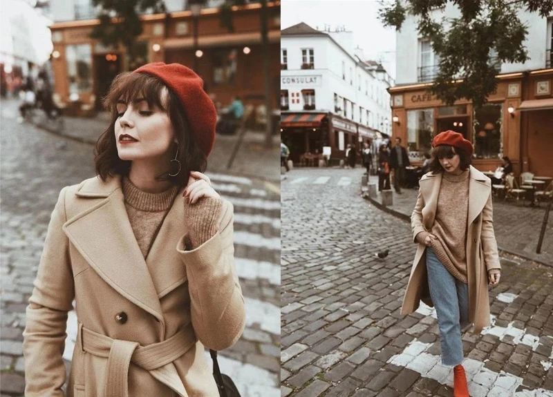 Luna&Dolphin Women 90%Wool Mushroom Rimi Blue Berets Autumn Winter Deep Eaves Knitting Artist Cap Painter Beanie Hat Sweet Color Luna&Dolphin Women 90%Wool Mushroom Rimi Blue Berets Autumn Winter Deep Eaves Knitting Artist Cap Painter Beanie Hat Sweet Color
