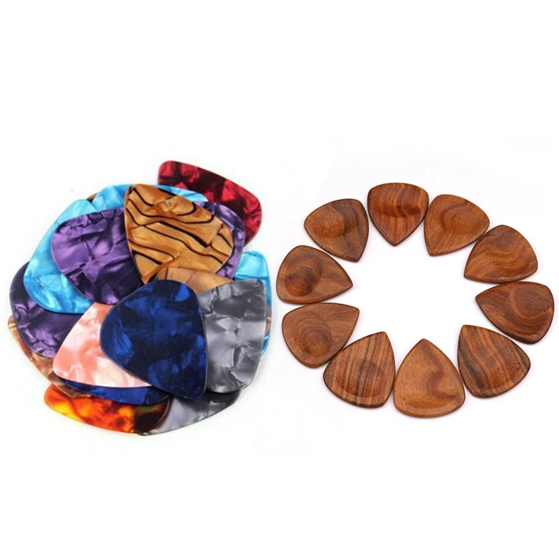 50-Pack 0,46 мм Стильная красочная Гитара целлулоид pick s Plectrums для бас и 1 шт деревянная акустическая гитара pectrum в форме сердца