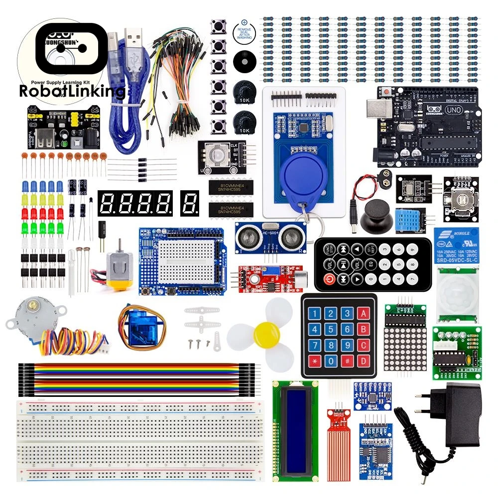 Robotlinking самый полный стартовый набор учебник для UNO компонент для Arduino(63 Items