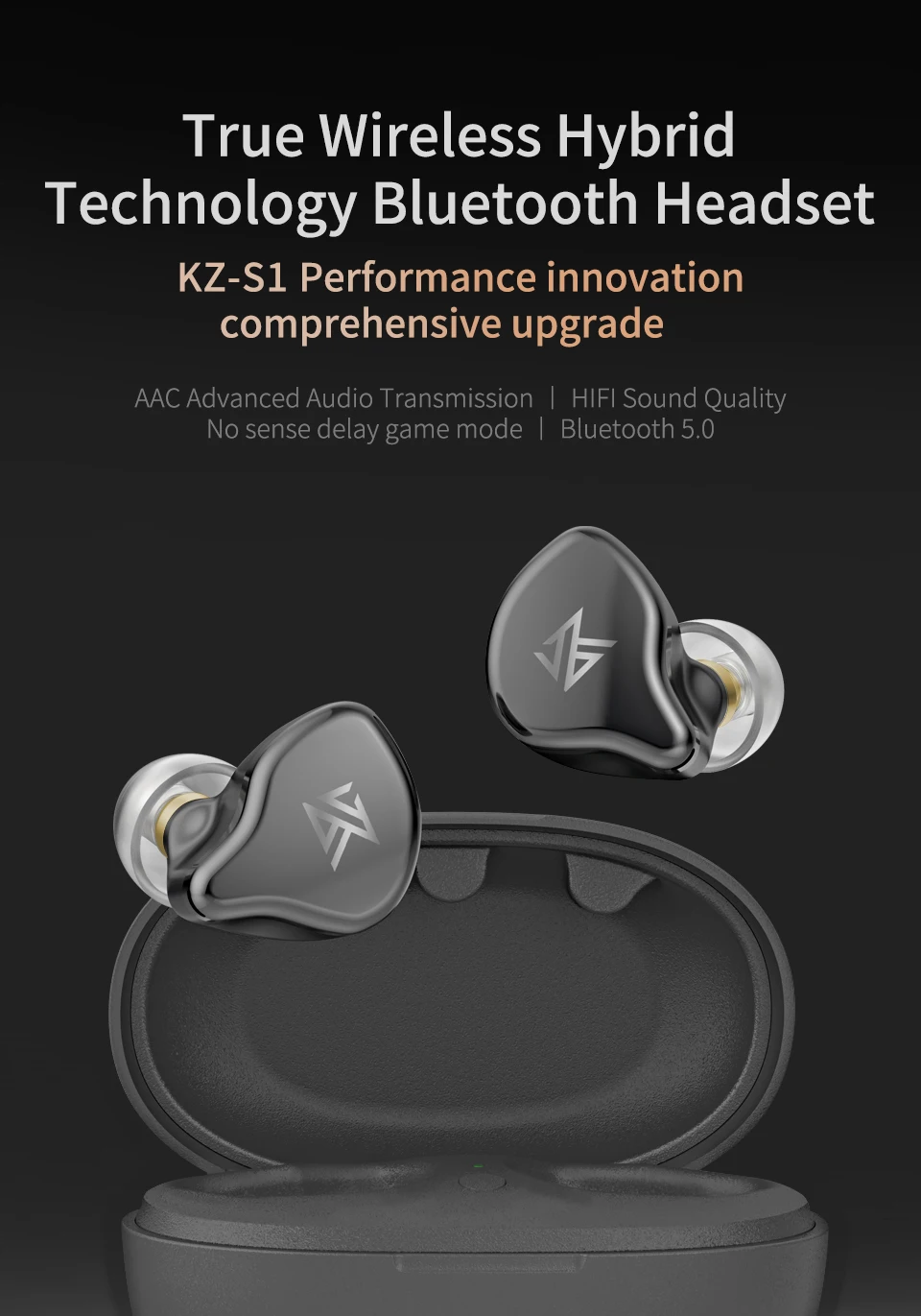KZ S1 S1D TWS настоящие беспроводные наушники Bluetooth 5,0 динамические/гибридные наушники с сенсорным управлением шумоподавление Спортивная гарнитура