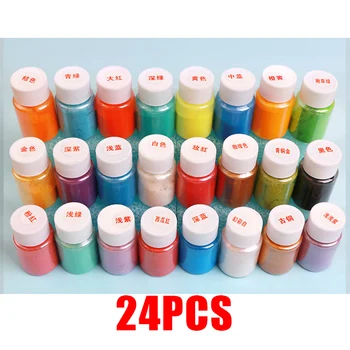 

24 Colors 12 / 24pcs10g Slime Art DIY Pearl Powder Color Pigment Crystal Clay Powder Sand Mica Gloss Decoration Toy Girls Gift