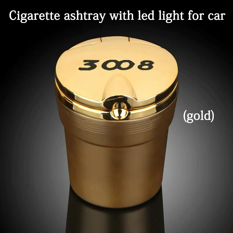 

Led Lights Car Ashtray With Creative Cover Personality Multi-function Interior Car Accessories For For Peugeot 3008 gt line