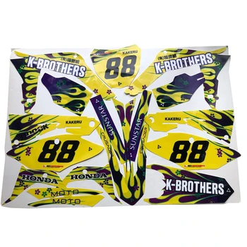 

HUMAART Motorcycle Graphics Enduro Stickers Vinyl Wrap Kit for Honda CRF250R CRF 250R CRF 250 R 2019, Yellow