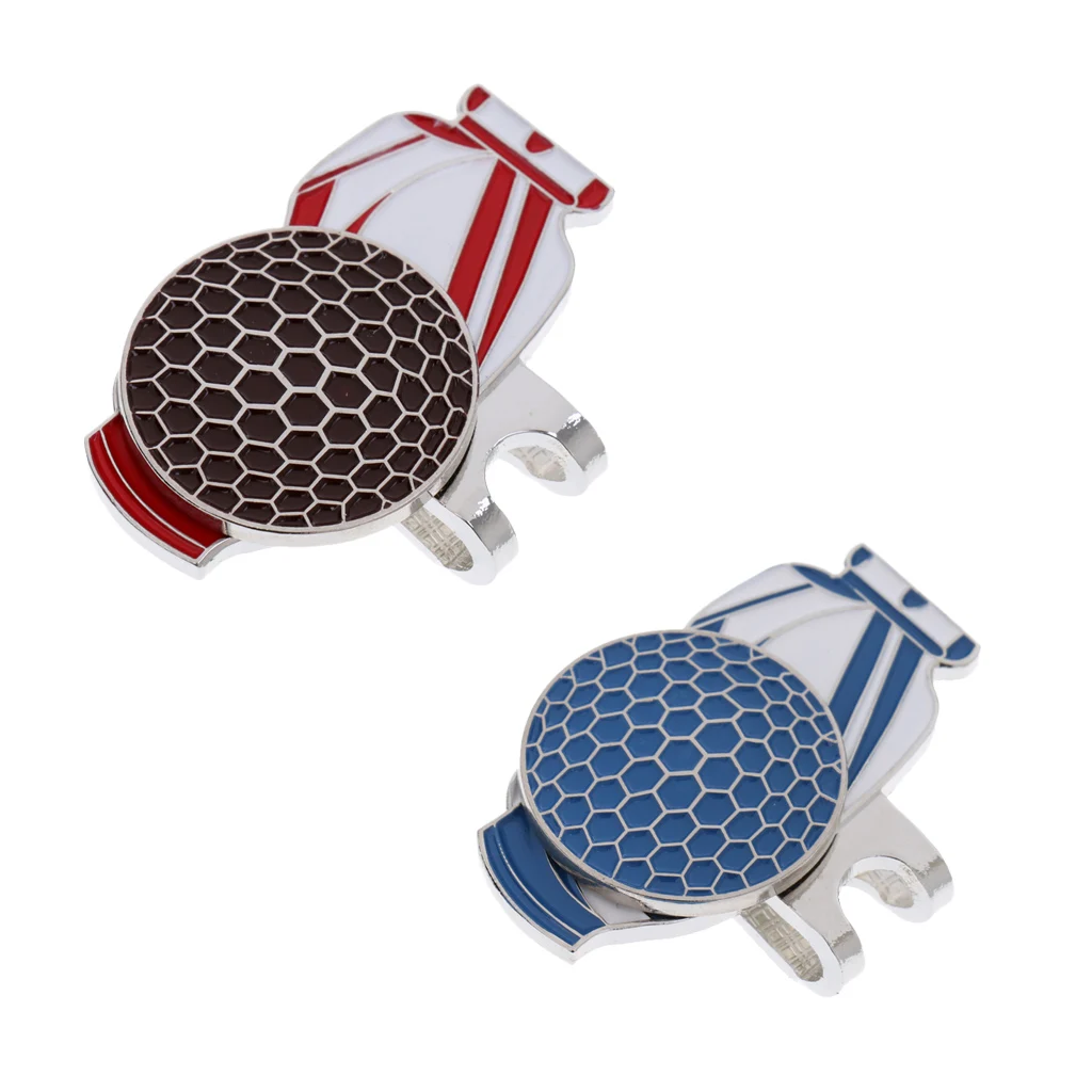 Magnetic Hat Clip with Golf Ball Marker, Set of 2, Funny Golf Bag Pattern