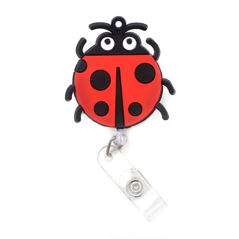 Retractable Badge Reel Retractable ID Tag Retractable ID Lanyard 60cm Silicone Cute Panda Ladybird Animals Retractable Badge Reel