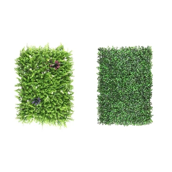 

2 Pcs 60 X 40cm Artificial Meadow Artificial Grass Wall Panel for Wedding or Home Decorations, No.2 & No.9