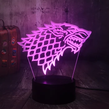 

Game of Thrones House Stark Wolf A Song of Ice and Fire 7 Colors Chang 3D LED Night Light Sleep Bedroom Decor Lamp Man Boys lamp