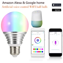 

AC85-265V E27 E26 B22 7W Smart WIFI Colorful Remote Control Screw Ball LED Light bulb Work With Alexa Google Home