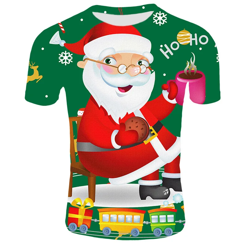 3D футболка Рождественская мужская летняя футболка с принтом Санта Клауса мужские повседневные топы уличная одежда мужская Рождественская футболка - Цвет: T31