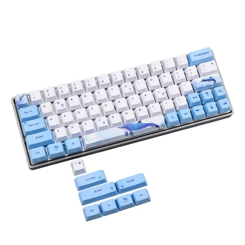 Whale Dye-Sublimation Mechanical Keyboard Cute Keycaps PBT OEM Profile Keycap For GH60 GK61 GK64 Keyboard new Whale Dye-Sublimation Mechanical Keyboard Cute Keycaps PBT OEM Profile Keycap For GH60 GK61 GK64 Keyboard new