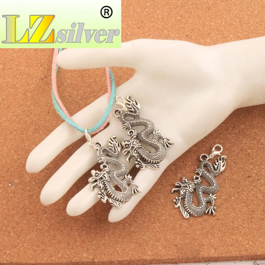 40PCS Zinc Alloy Dragon Lobster Claw Clasp Charm Beads Jewelry DIY C685 61.8x29.5mm