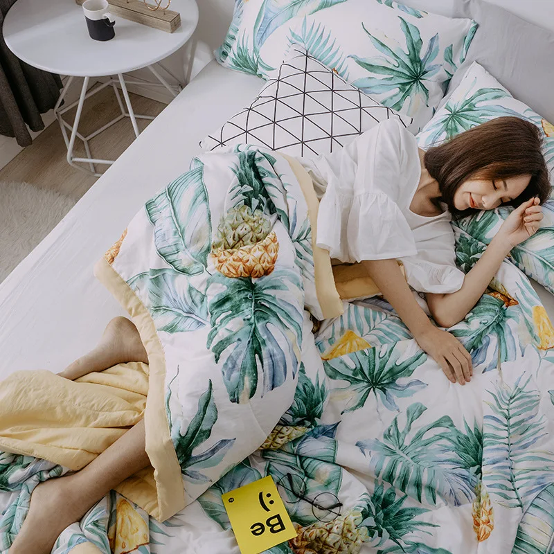 

New Style Printed Summer Quilt Spring And Autumn Washed Cotton Summer Blanket Airable Cover Wechat Business Hot Selling Gift Qui