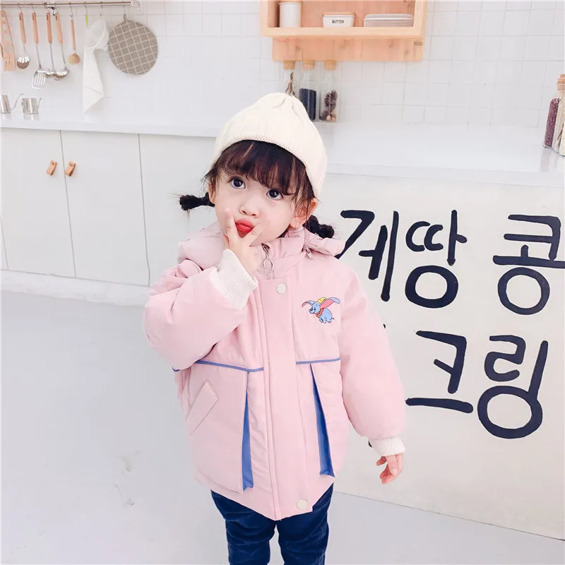 

CHILDREN'S Cotton Wear 2019 Winter Style Girls down Jacket Cotton-padded Clothes Cute Dumbo Baby Winter Coat Warm