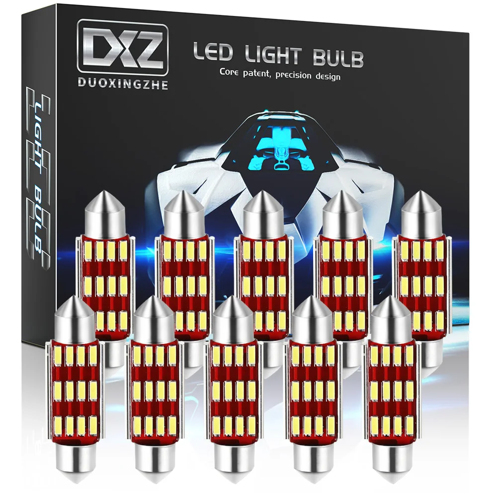 

DXZ 10Pcs C5W C10W LED Bulbs Canbus Festoon-31MM 36MM 39MM 41MM 4014 Chip Car Interior Dome Reading Lights Auto Lamp 12V White