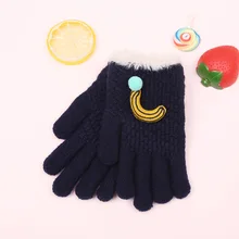 Crianças de pelúcia luvas de malha outono/inverno luvas masculinas e femininas luvas de desenhos animados quentes com dedos separados