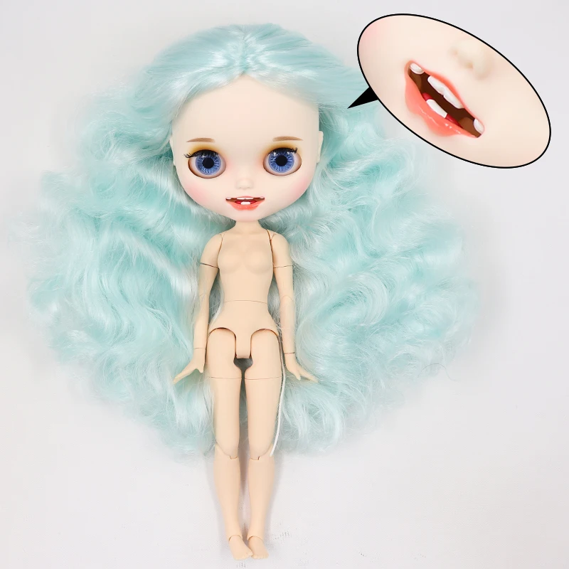 Ледяная фабрика blyth кукла белая кожа шарнир тела пользовательская кукла bjd игрушка матовое лицо с зубами голая кукла 30 см - Цвет: nude doll C