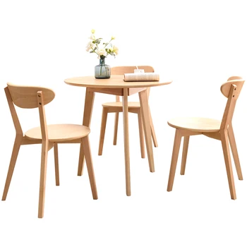 

Solid Wood Negotiation Table Coffee Table Northern Europe Small Round Table Table Simple Leisure Round Table Table Chair