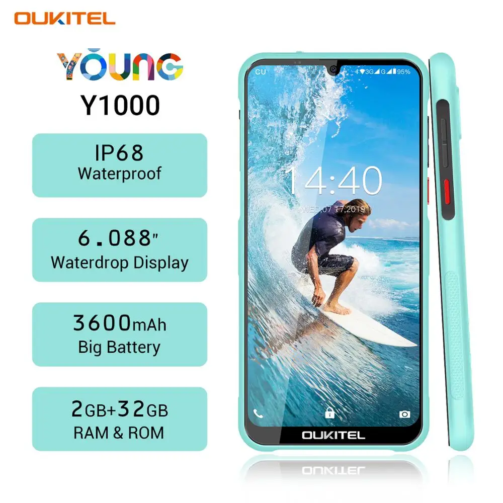 OUKITEL Y1000 6 08 &quot19 5: 9 Android 0 2G RAM 32G ROM мобильный телефон MT6580P 3600mAh смартфон с отпечатком