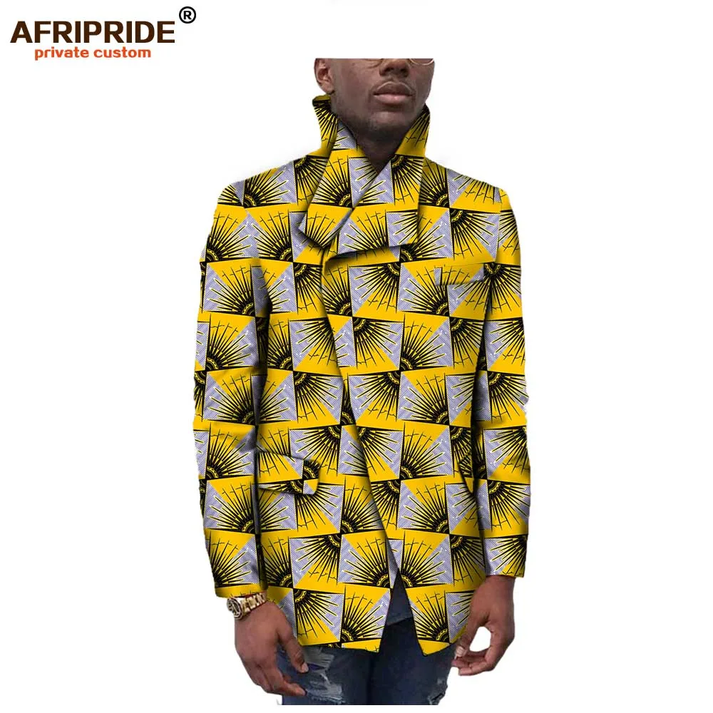 Африканский принт, мужское пальто AFRIPRIDE, индивидуальное, на запястье, рукав-стойка, воротник с подкладкой, пальто, повседневный стиль, хлопок, A731403