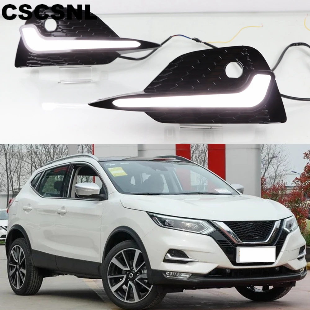 CSCSNL 2 шт. светодиодный фонарь дневного света для Nissan Qashqai динамический поворотный желтый сигнал автомобиля DRL 12 В светодиодный противотуманный фонарь