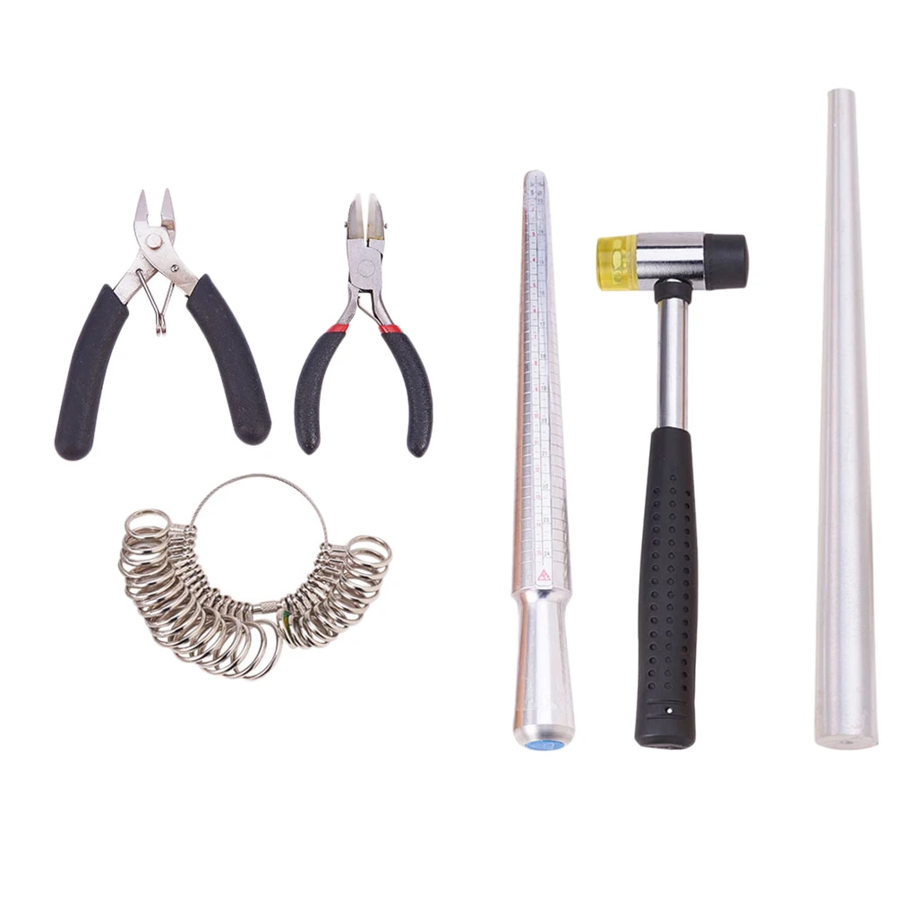 

6 Pack Ring Sizer Mandrel Jewelers Rubber Hammer Ring Sizer Measuring Tools