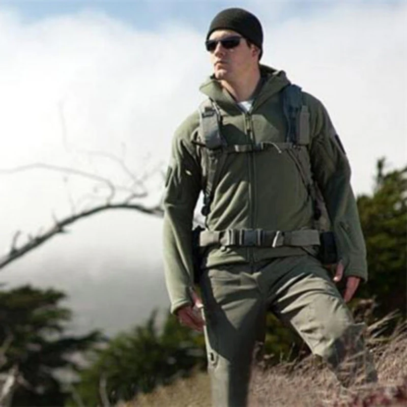 

Autumn Winter Outdoor Soft Shell Fleece Jacket Hunting Fishing Sportswear Thermal Hiking Men Jackets