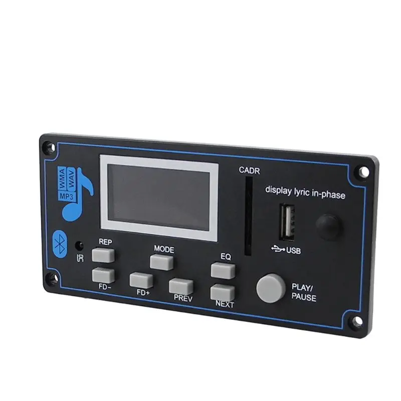 12V ЖК-дисплей Bluetooth MP3 декодер доска Поддержка FM радио AUX USB с текстами Дисплей A5YA