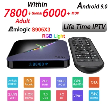 

Android 9.0 TV BOX Amlogic S905X3 8K A95X F3 8K Youtube Netflix Wifi 2GB RAM Play Store IPTV Top Box Lifetime IPTV 7800+Global