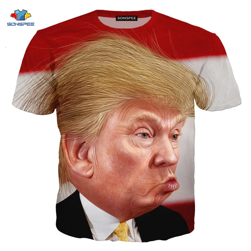 18 SONSPEE футболка с Дональдом Трампом футболка с 3D забавными мышцами и Трампом модная мужская одежда в стиле хип-хоп Детская рубашка мужская рубашка с американским рисунком - Цвет: 18