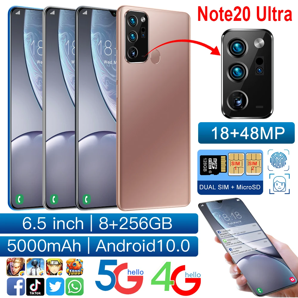 Note20Ultre Smartphone 6.5Inch Android Snapdragon
