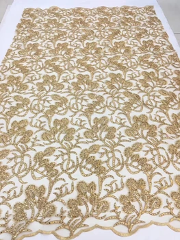 

Hot Sale Sequence Lace High Quality Arican Tulle Lace Fabric with Sequins French Mesh Lace Fabric for Evening Dress CD2968