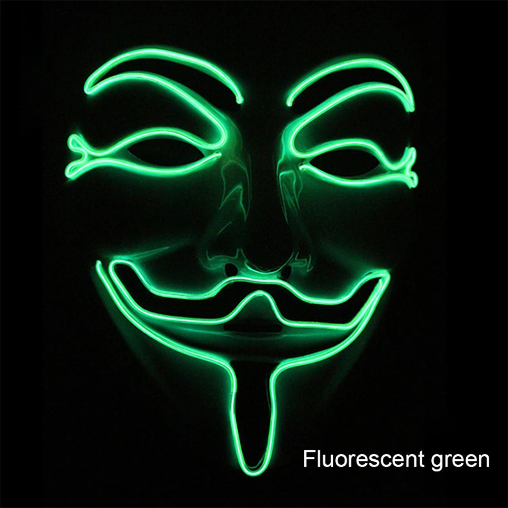 Новейшие Хэллоуин вечерние маска светодиодный страшно флэш маска EL линейный светильник маска Косплэй маска одежда для вечеринки маска поставляет многоцветный - Цвет: fluorescent green