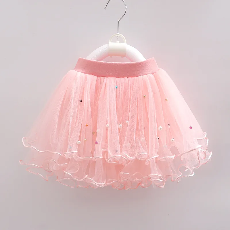 Oeak, детские юбки для малышей сетчатая детская юбка ручной работы с бусинами юбка-пачка для девочек Детские вечерние юбки для танцев - Цвет: Розовый