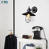 Vintage Wall Lamp Iron Cage Glass Lampshade Black Bra/Living Room/Coffee Shop Indoor Lighting  E27 LED Wall Lights ► Photo 3/6