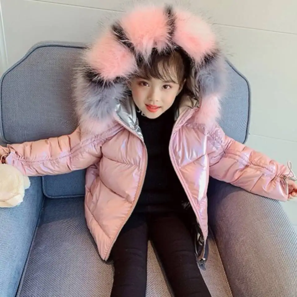  New Baby Girls Parka Pink Color Kids Hooded Down Outwear Coat Winter Children Jackets Fall Winter 2