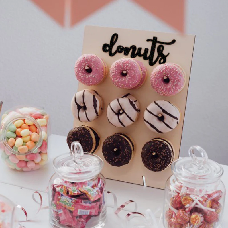 Wedding-Decoration-Accessories Donut-Boards-Stand Hanging Wall-Holds Party-Decor Wooden