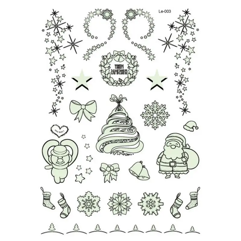 1 шт. светящиеся временные тату-наклейки вечерние, рождественские, карнавальные, вечерние, новогодние украшения