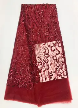 

embroiderd lace fabric CiCi-12.3602 with sequins beautiful Nigerian sequins lace fabric for party dress
