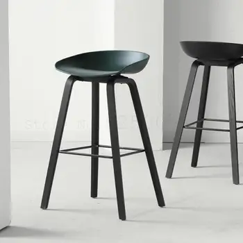 

Contemporary And Contracted Solid Wood Bar Stool Nordic Creative High Stool Bar Stool Household High Chair At The Front Desk Cas
