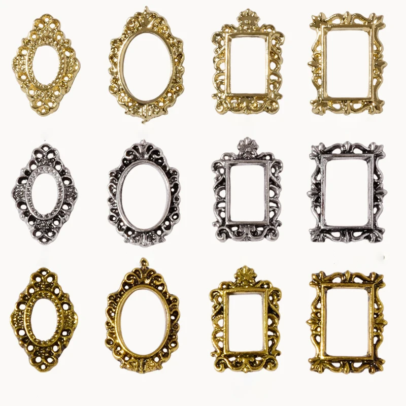 

20Pcs Mix Size Retro Charms Jewellery For Nail,Hollowout Metal Korean Style Nail Art Charms Lace Frame Nail Art Jewelry Decor45
