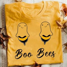 Boo Bees пары пусть это будет Хэллоуин костюм Смешные вечерние винтажные футболки для женщин унисекс Графический Тройник гранж tumblr готические Топы